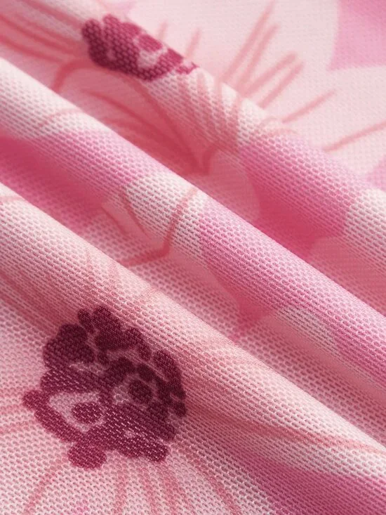 Pink Elegant Women's Long Sleeve Floral Mini Dress - Picture 6 of 6